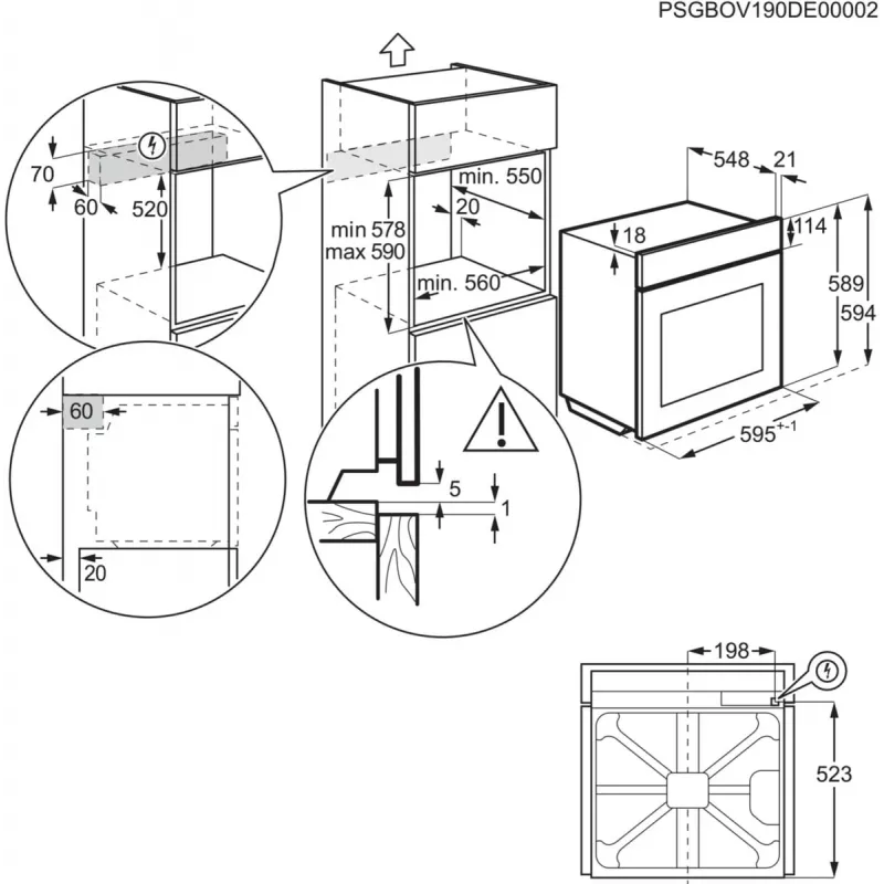 Electrolux EOF3H40X 2790 W musta, ruostumaton teräs