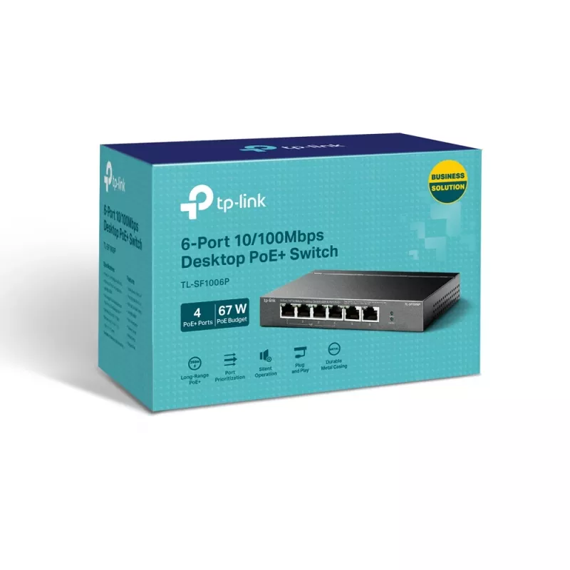 TP-Link TL-SF1006P verkkokytkin Unmanaged Fast Ethernet (10/100) Power over Ethernet (PoE) musta