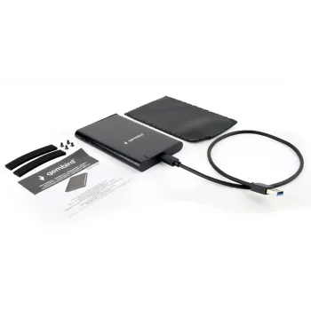 GEMBIRD USB 3.1 2,5 tuuman SATA HDD-kotelo Type-C-liitännällä, harjattu alumiini - musta