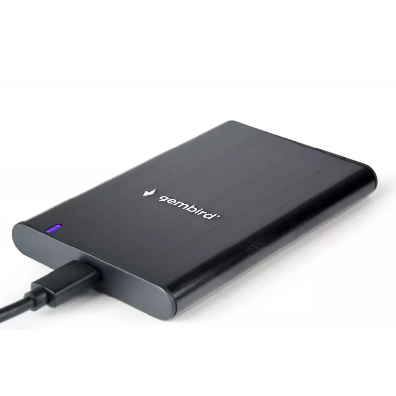 GEMBIRD USB 3.1 2,5 tuuman SATA HDD-kotelo Type-C-liitännällä, harjattu alumiini - musta