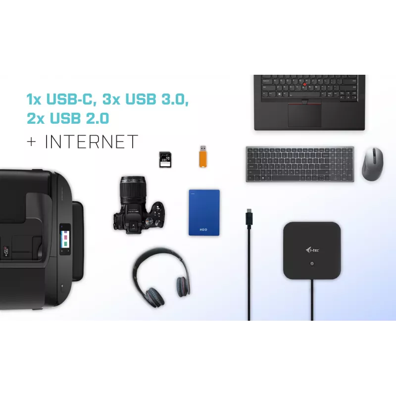 i-tec USB-C Dual Display -telakointiasema Power Delivery 100 W + yleislaturi 100 W