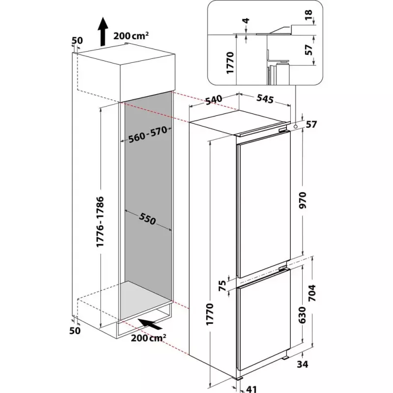 Whirlpool ART66122 kalusteisiin asennettava jääkaappi 273 L