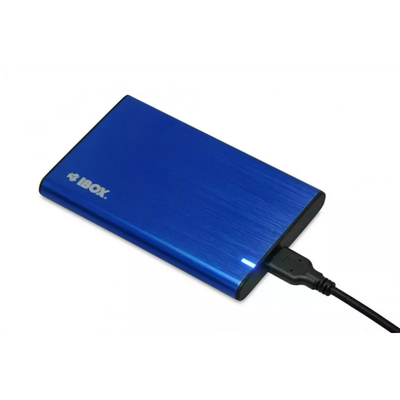 HDD/SSD-kotelo IBOX HD-05 — 2,5 tuumaa SATA III, USB 3.2 Gen 1 (Micro-USB B), jopa 10 TB, sininen