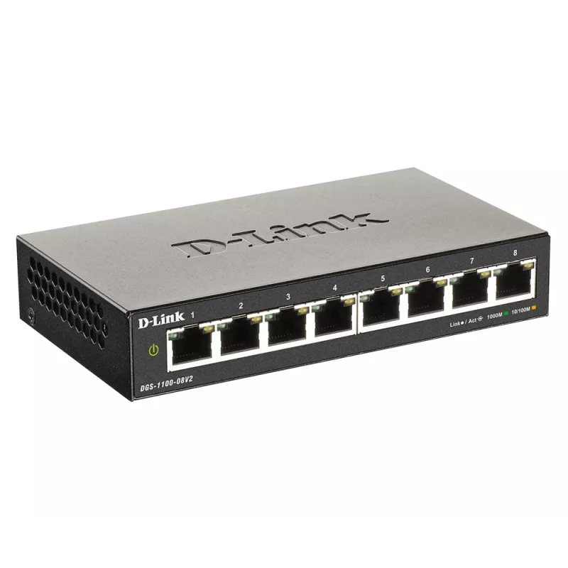 D-Link DGS-1100-08V2 Managed L2 Gigabit Ethernet (10/100/1000) musta
