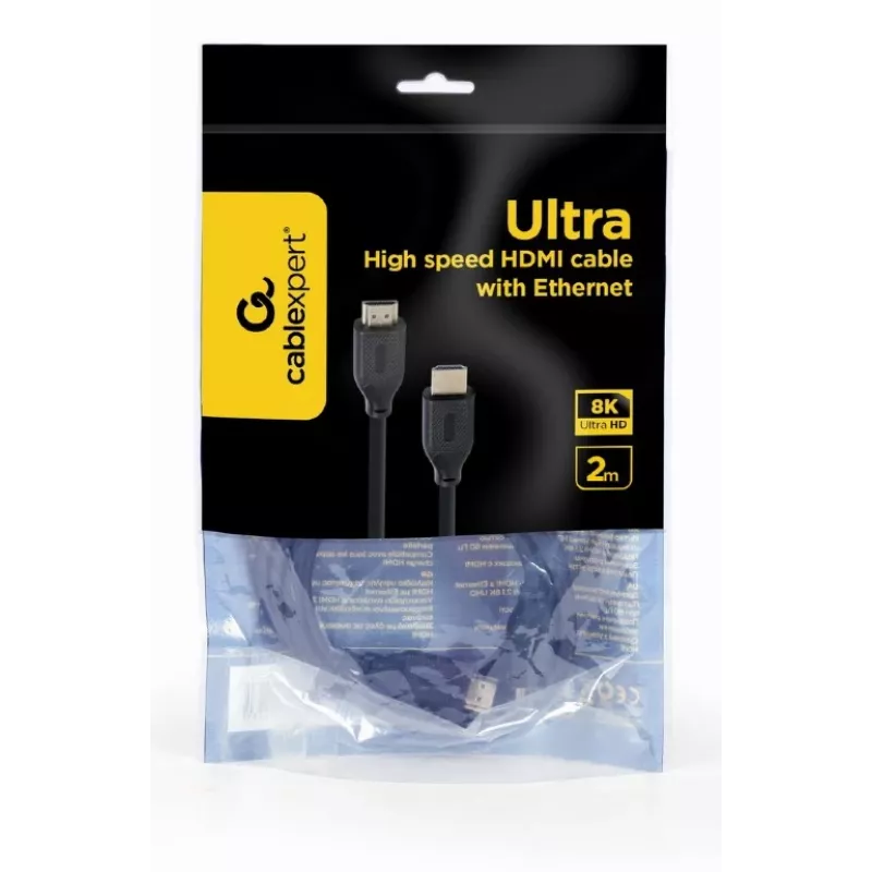 HDMI-kaapeli Gembird CC-HDMI8K-2M — HDMI 2.1, 2 m, Type-A–Type-A, 48 Gbit/s, musta