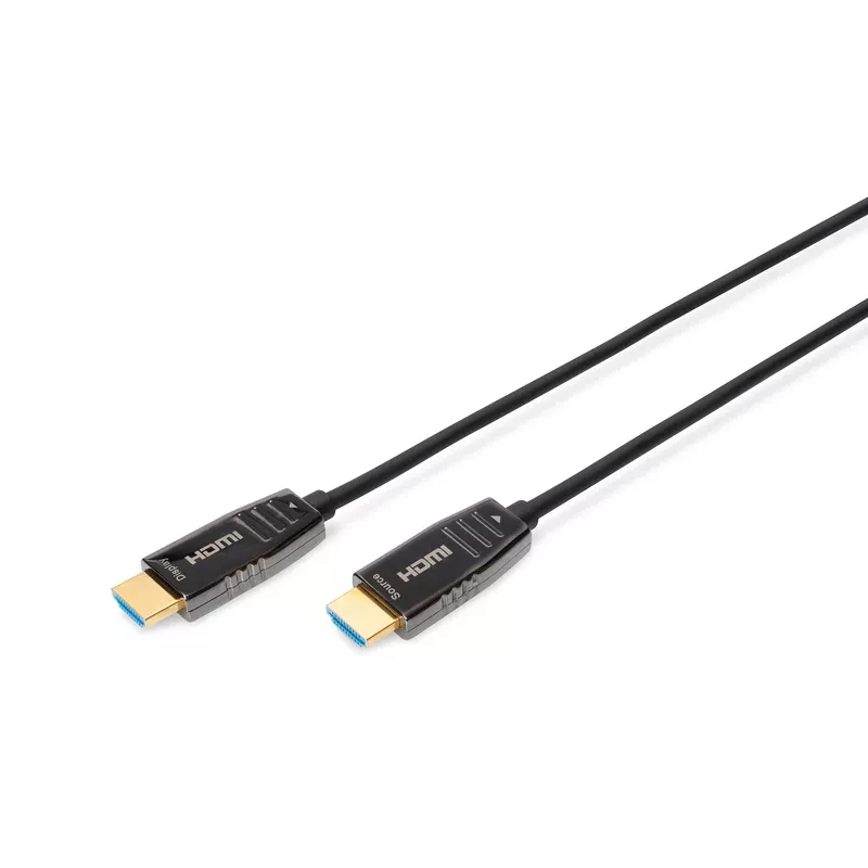 DIGITUS HDMI AOC hybridikuituyhteyskaapeli, Type-A uros/uros, 10 m, UHD 8K@60Hz, CE, musta
