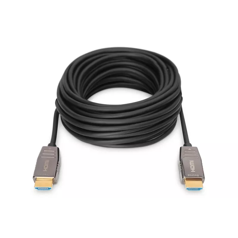 DIGITUS HDMI AOC hybridikuituyhteyskaapeli, Type-A uros/uros, 10 m, UHD 8K@60Hz, CE, musta