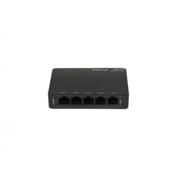 Hallitsematon verkkokytkin LANBERG DSP3-1005-60W, 5x Gigabit RJ-45, 4x PoE+ (60 W yhteensä), 10 Gbit/s kytkentä