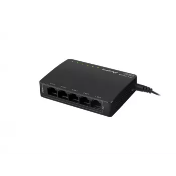 Hallitsematon verkkokytkin LANBERG DSP3-1005-60W, 5x Gigabit RJ-45, 4x PoE+ (60 W yhteensä), 10 Gbit/s kytkentä