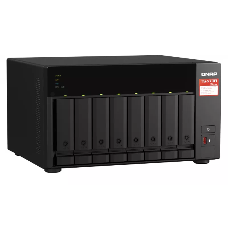 QNAP TS-873A NAS Tower Ryzen Embedded V1500B 8 GB DDR4 0 TB QNAP Turbo System musta
