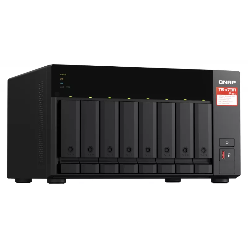 QNAP TS-873A NAS Tower Ryzen Embedded V1500B 8 GB DDR4 0 TB QNAP Turbo System musta