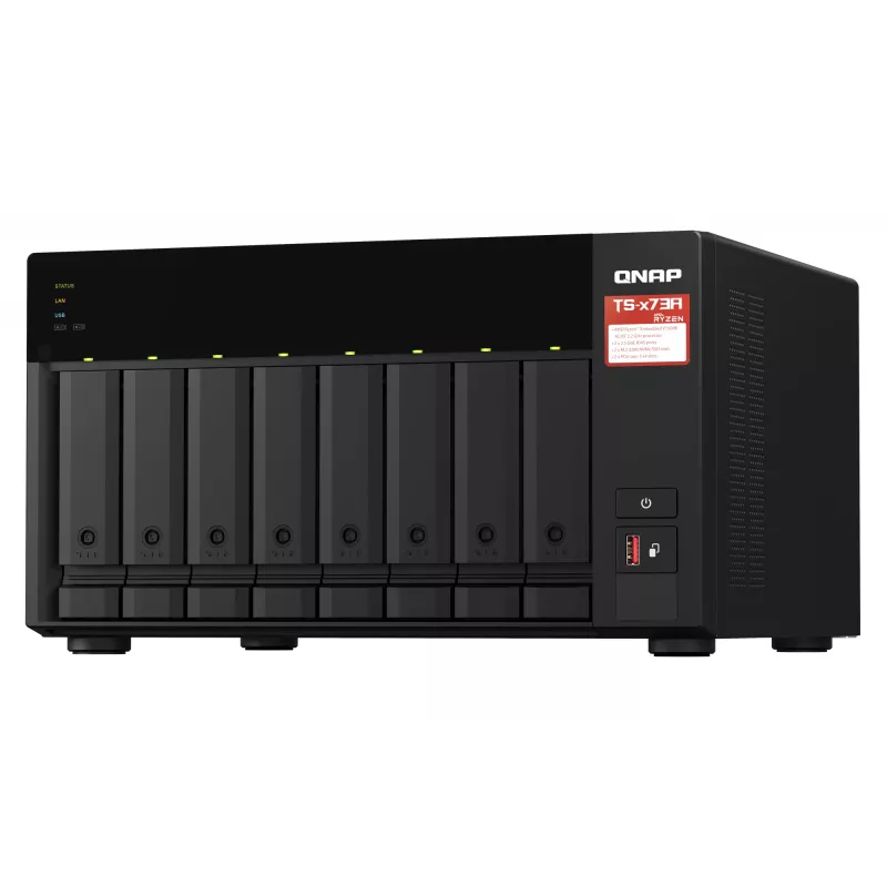 QNAP TS-873A NAS Tower Ryzen Embedded V1500B 8 GB DDR4 0 TB QNAP Turbo System musta