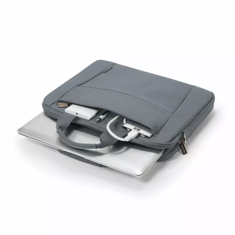 DICOTA Eco ohut Case Base – 13–14,1 tuuman kannettavatietokonelaukku – harmaa / 300d RPET polyesteri