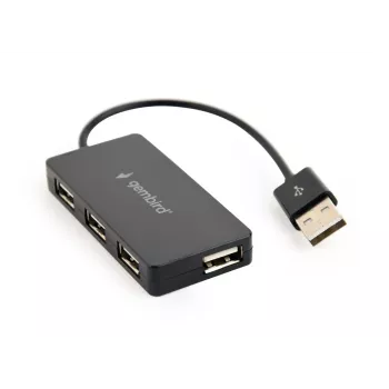 USB-keskitin Gembird UHB-U2P4-04 – 4-porttinen USB 2.0, Plug-and-Play, musta, 480 Mbit/s