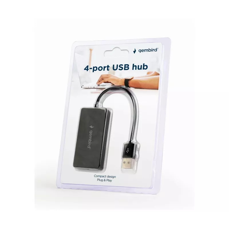 USB-keskitin Gembird UHB-U2P4-04 – 4-porttinen USB 2.0, Plug-and-Play, musta, 480 Mbit/s