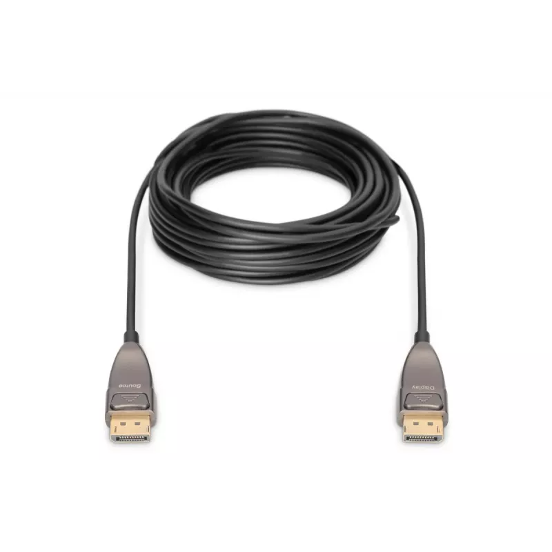 DIGITUS DisplayPort AOC hybridikuitu-kaapeli M/M UHD 8K@60Hz, CE, musta 15m