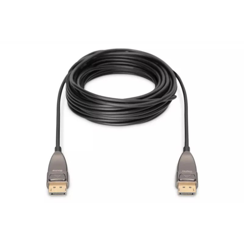 DIGITUS DisplayPort AOC hybridikuitu-liitäntäkaapeli M/M UHD 8K@60Hz, CE, musta 20m