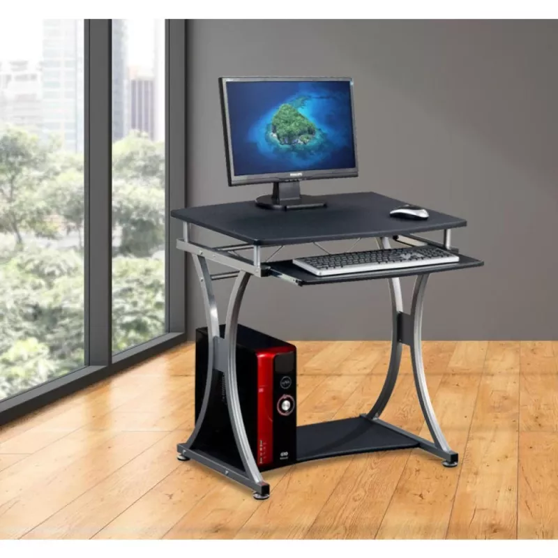 Techly Compact Desk PC:lle irrotettavalla näppäimistölaatikolla, musta grafiitti ICA-TB 328BK