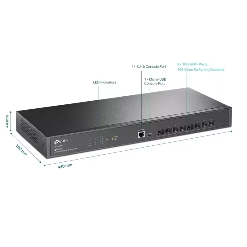 TP-Link Omada 8-porttinen 10GE SFP+ L2+ hallittava kytkin