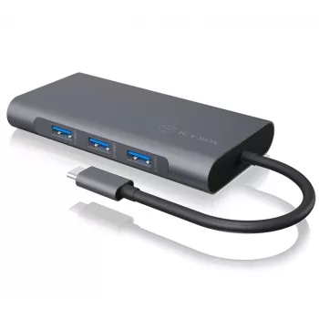 ICY BOX IB-DK4040-CPD johdollinen USB 3.2 Gen 1 (3.1 Gen 1) Type-C antrasiitti, musta