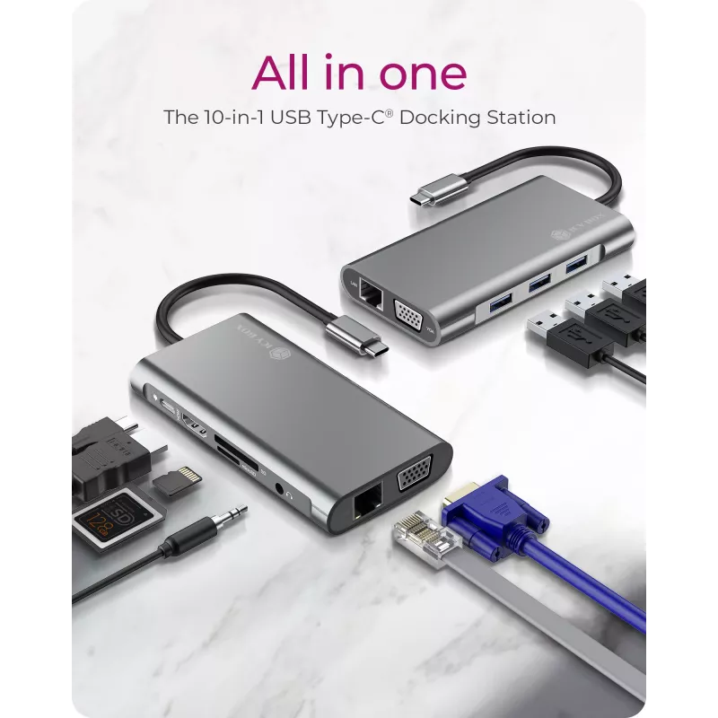 ICY BOX IB-DK4040-CPD johdollinen USB 3.2 Gen 1 (3.1 Gen 1) Type-C antrasiitti, musta