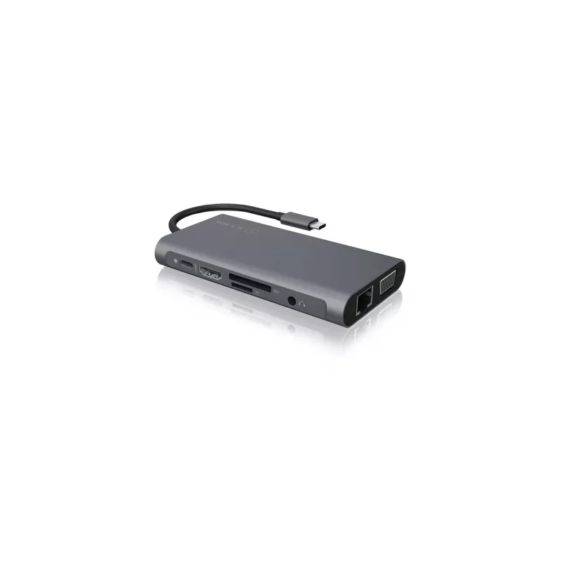 ICY BOX IB-DK4040-CPD johdollinen USB 3.2 Gen 1 (3.1 Gen 1) Type-C antrasiitti, musta
