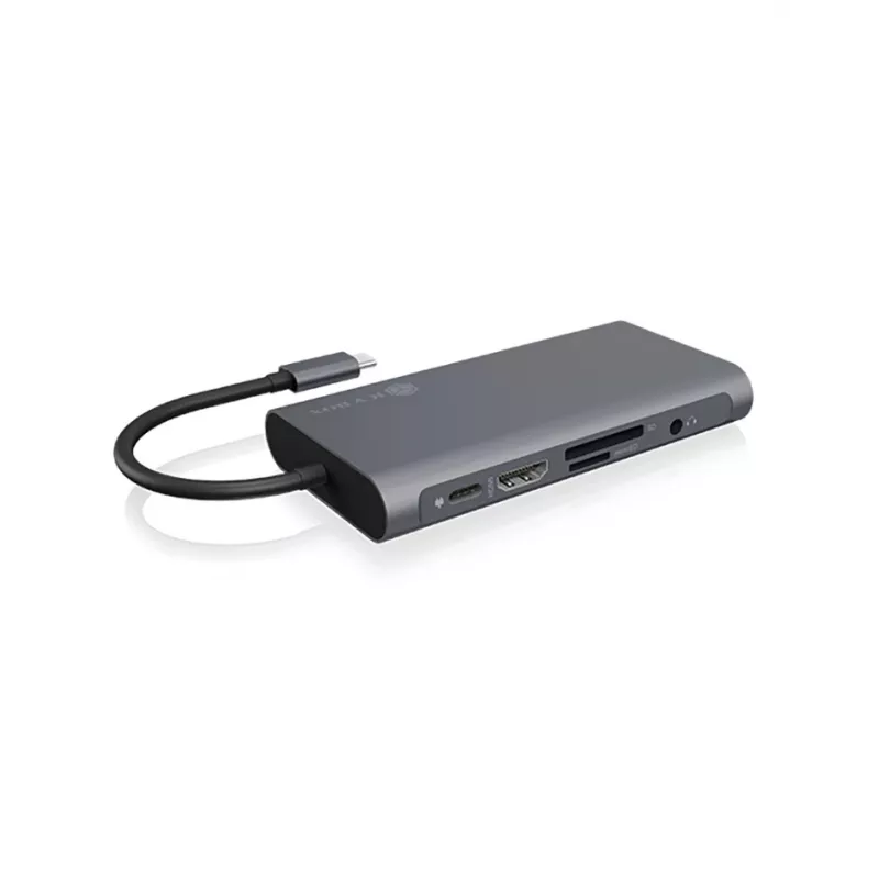 ICY BOX IB-DK4040-CPD johdollinen USB 3.2 Gen 1 (3.1 Gen 1) Type-C antrasiitti, musta