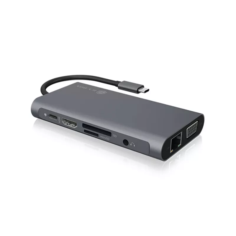 ICY BOX IB-DK4040-CPD johdollinen USB 3.2 Gen 1 (3.1 Gen 1) Type-C antrasiitti, musta