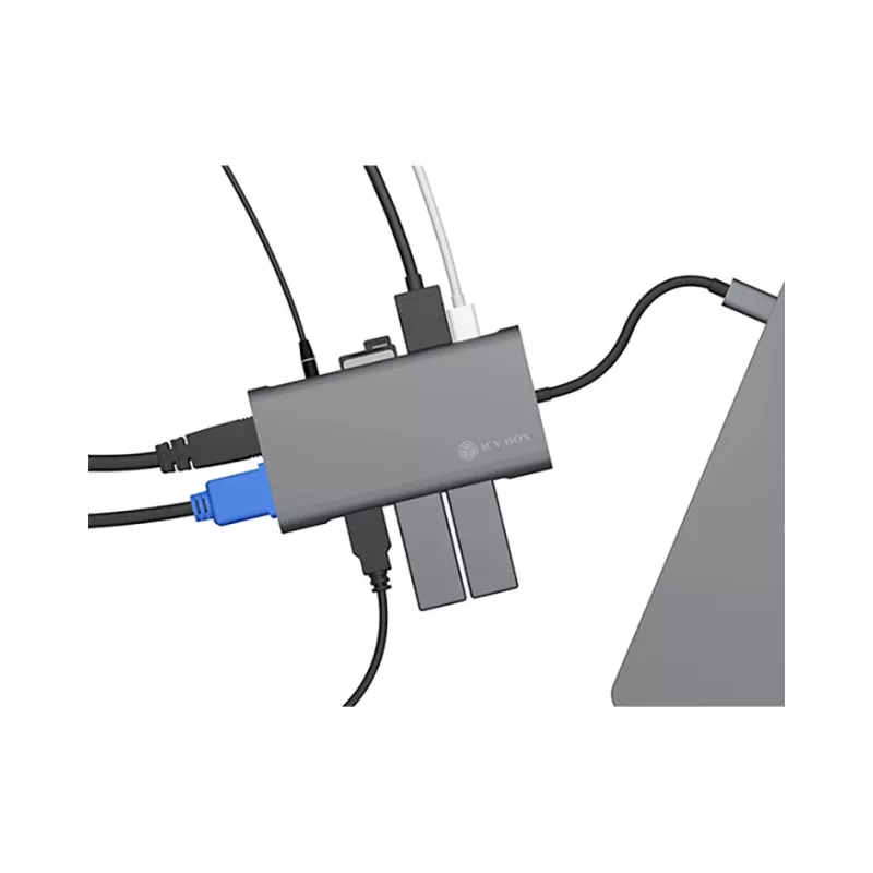 ICY BOX IB-DK4040-CPD johdollinen USB 3.2 Gen 1 (3.1 Gen 1) Type-C antrasiitti, musta