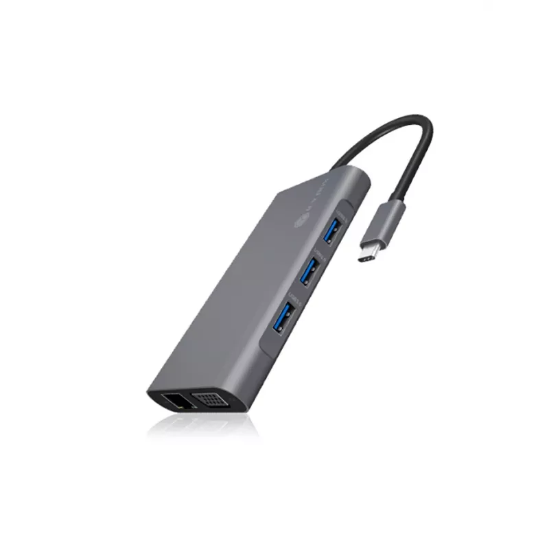 ICY BOX IB-DK4040-CPD johdollinen USB 3.2 Gen 1 (3.1 Gen 1) Type-C antrasiitti, musta