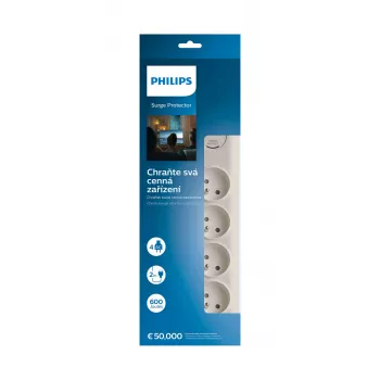 Ylijännitesuoja Philips SPN7040WA/60 4 AC-pistorasiaa 600 J 2 m valkoinen