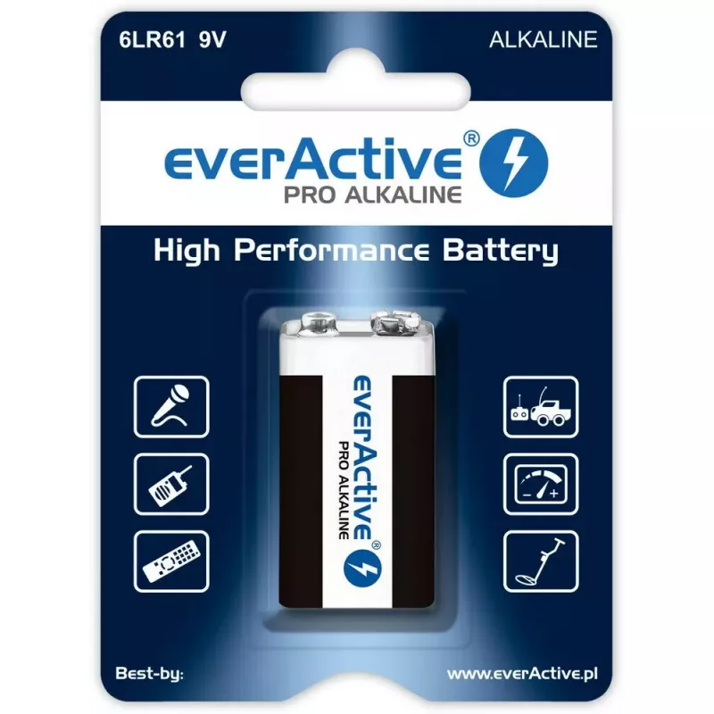 everActive EV6LR61-PRO 9V alkaliparisto 6LR61, 650 mAh, 1 kpl läpipainopakkaus
