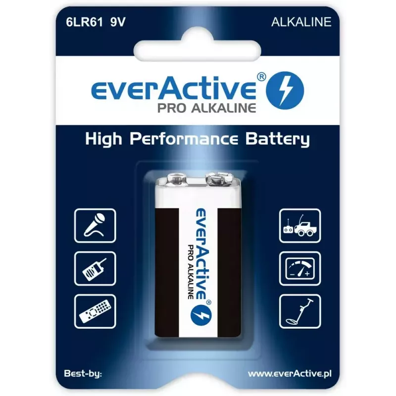 everActive EV6LR61-PRO 9V alkaliparisto 6LR61, 650 mAh, 1 kpl läpipainopakkaus