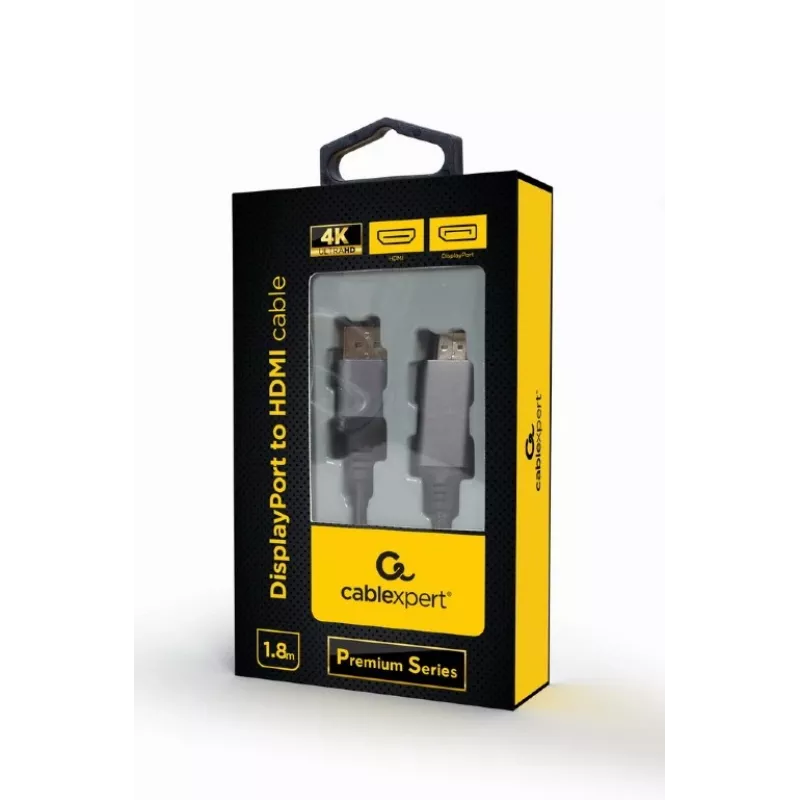 Videokaapeli-adapteri Gembird CC-DP-HDMI-4K-6 — DisplayPort - HDMI tyyppi A, 1,8 m, 4K, musta