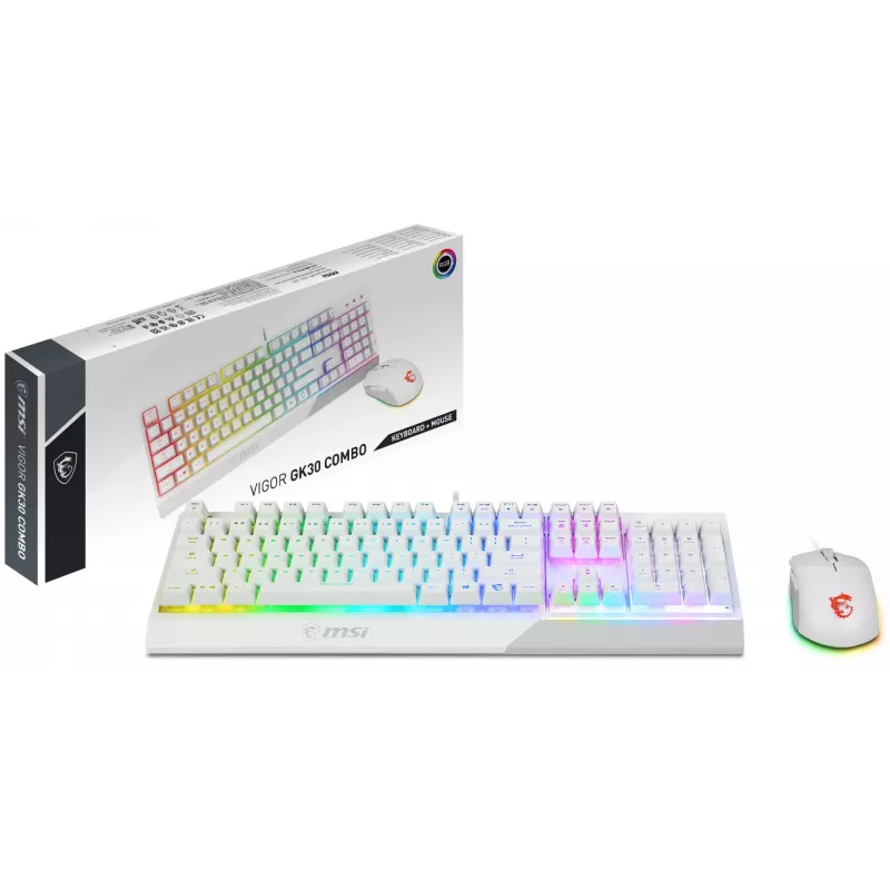 Pelit-näppäimistö- ja hiiripaketti MSI VIGOR GK30 COMBO WHITE