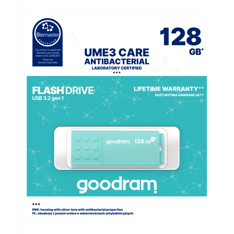 Goodram UME3 USB-muistitikku 128 GB USB Type-A 3.2 Gen 1 (3.1 Gen 1) turkoosi