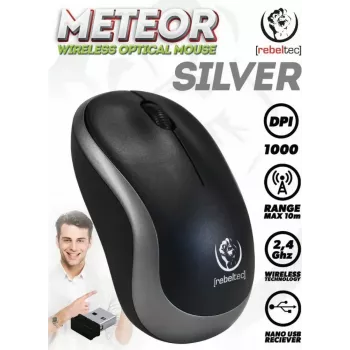 Langaton optinen hiiri Rebeltec METEOR hopea RBLMYS00050 USB