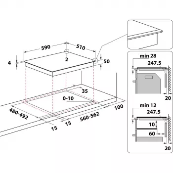 Whirlpool WS S4060 BF musta kalusteisiin asennettava induktioliesi 60 cm 4 aluetta