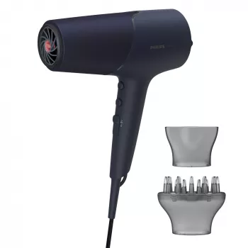 Hiustenkuivaaja Philips 5000 Series BHD510/00, 2300 W, 6 lämpö-/6 nopeustasoa, ioninen, Cool Shot, muotoilusuutin & diffuusori, laivastonsininen, 1,8 m kaapeli