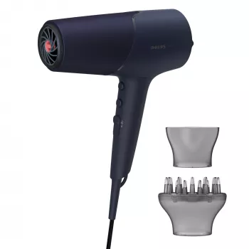 Hiustenkuivaaja Philips 5000 Series BHD510/00, 2300 W, 6 lämpö-/6 nopeustasoa, ioninen, Cool Shot, muotoilusuutin & diffuusori, laivastonsininen, 1,8 m kaapeli