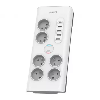 Philips SPN7060WA/60 ylijännitesuoja valkoinen 6 AC-pistorasiaa 2 m