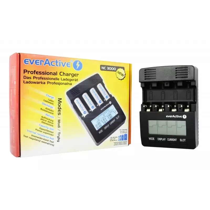 everActive NC-3000 prosessoriohjattu akkulaturi AA/AAA/C/D-akuille