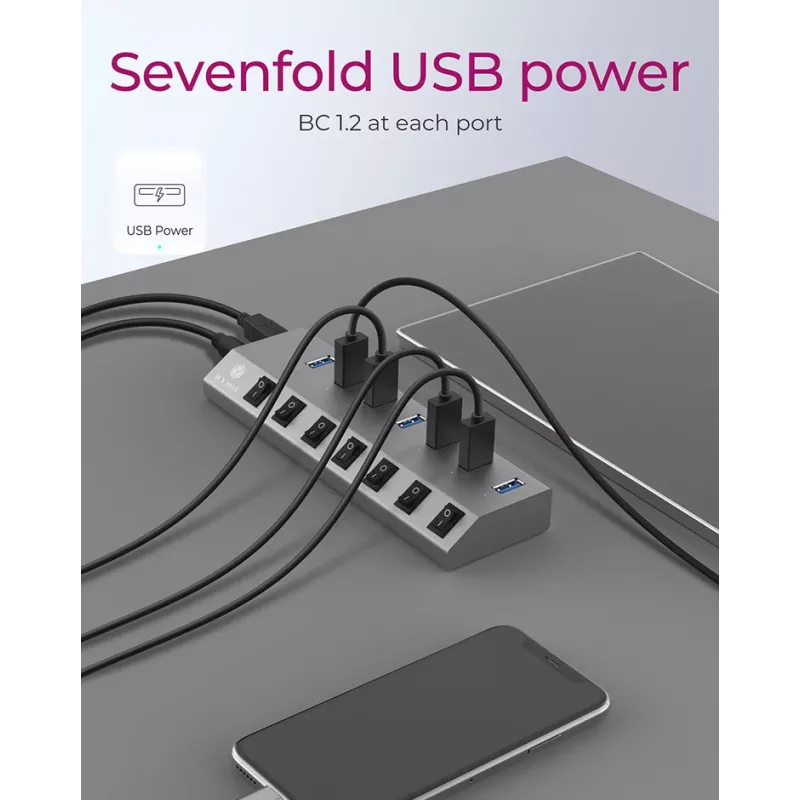 ICY BOX IB-HUB1701-C3 USB 3.2 Gen 1 (3.1 Gen 1) Type-B 5000 Mbit/s antrasiitti