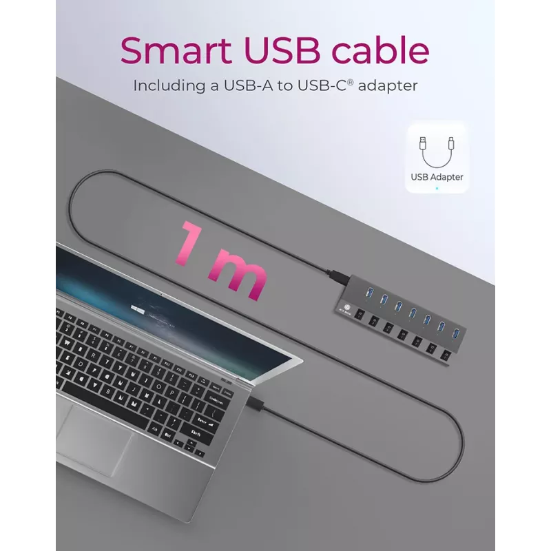 ICY BOX IB-HUB1701-C3 USB 3.2 Gen 1 (3.1 Gen 1) Type-B 5000 Mbit/s antrasiitti