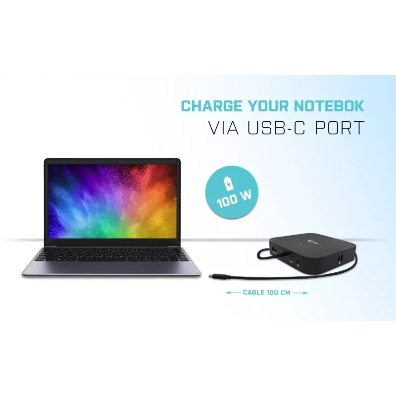 i-tec USB-C HDMI DP -telakointiasema Power Delivery 100 W