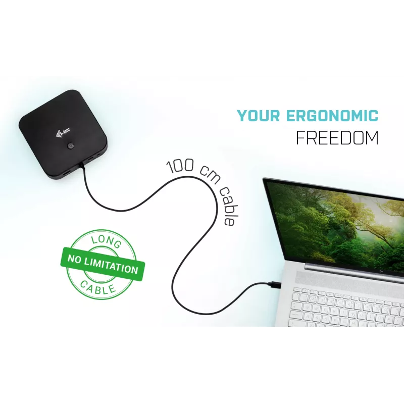 i-tec USB-C HDMI DP -telakointiasema Power Delivery 100 W