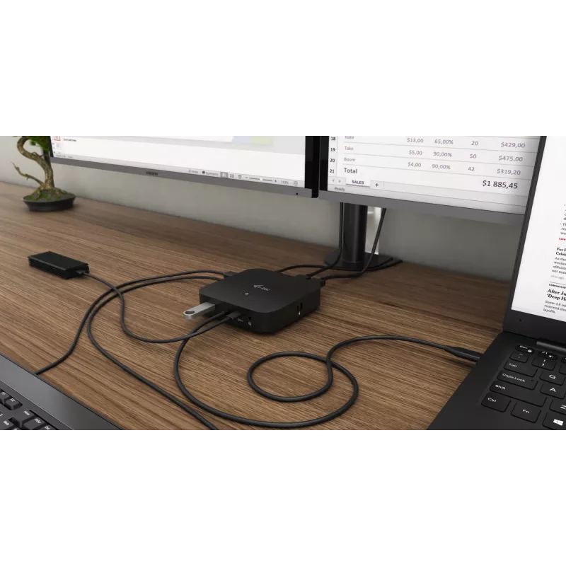 i-tec USB-C HDMI DP -telakointiasema Power Delivery 100 W + yleislaturi 100 W