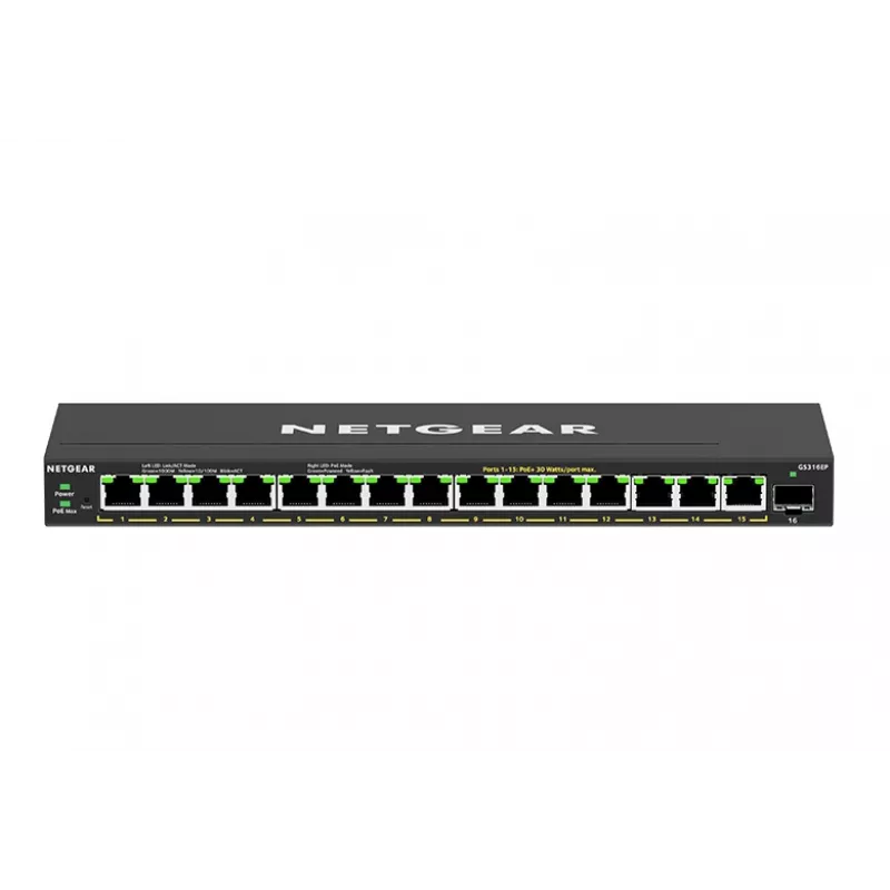 NETGEAR GS316EP-100PES verkkokytkin Managed Gigabit Ethernet (10/100/1000) Power over Ethernet (PoE) musta