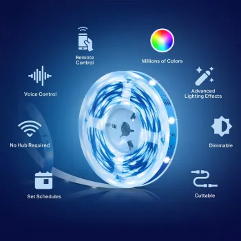 TP-Link Tapo Smart Wi-Fi Light Strip, yleisvalonauha, tunnelmavalaistus, sisä-/ulkokäyttöön, teippi, monivärinen, säädettävä
