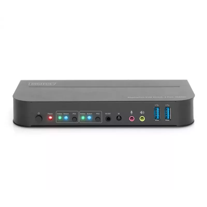DIGITUS KVM-kytkin, 2x1 DP, DP/HDMI Out, USB 4Kx2K@60Hz